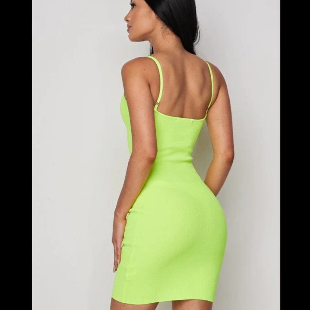 LIME STRAP MINI DRESS - Picture 2 of 2